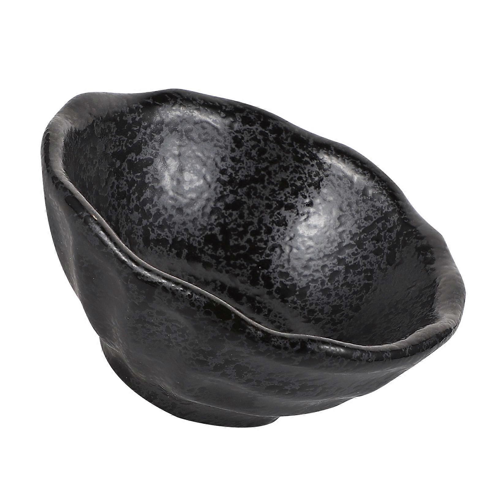 Black Ceramic Sauce Dish for Condiment Serving 1Pcs Creative Seasoning Plate