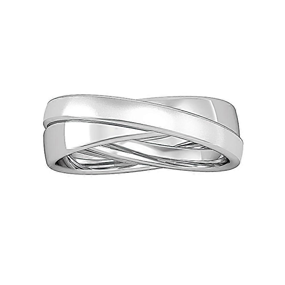 Jewelco London 铂金 2 环 Bombe Court 缎面拉丝滚动结婚戒指 2.5 毫米 / 4 毫米