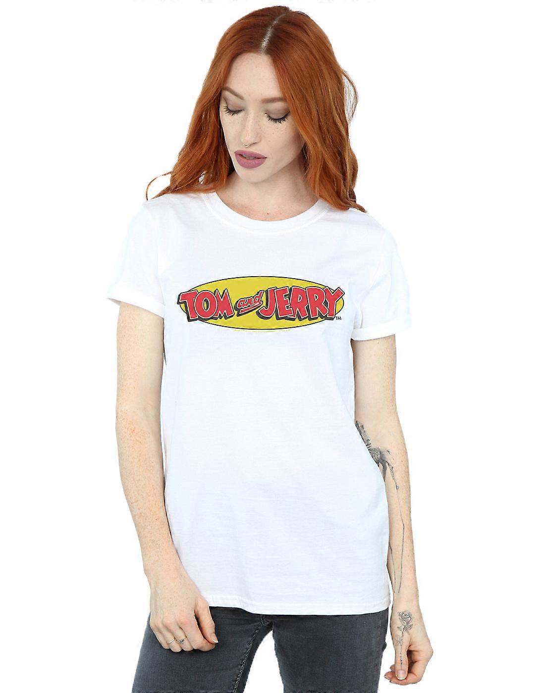 Tom e Jerry mulher inline logo namorado Fit T-shirt