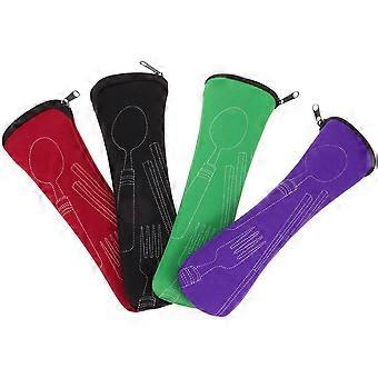 Bolsa organizadora de talheres resistente ao desgaste com zíper, ideal para camping, piquenique, churrasco e viagens.