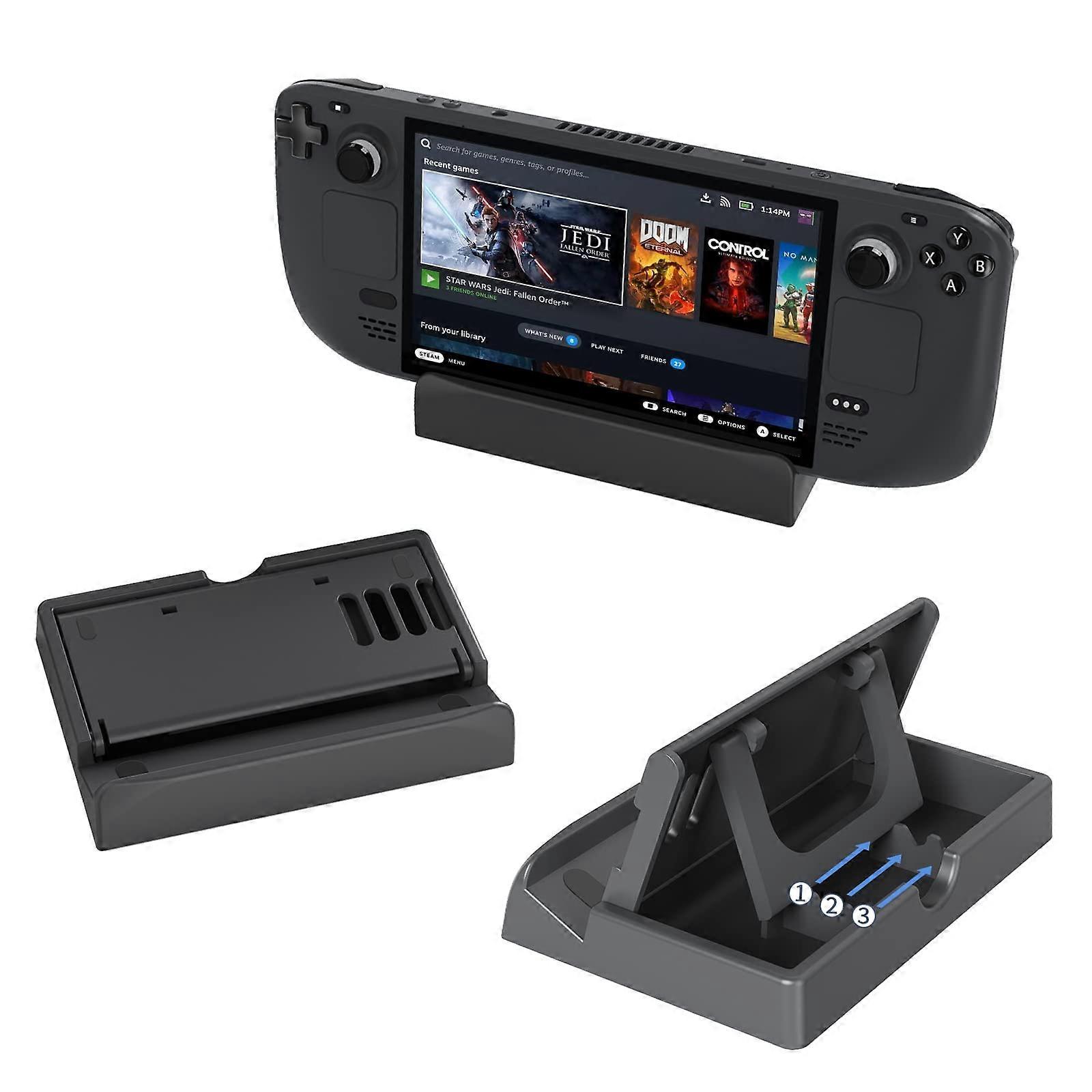 Gaming Console Stand for Steam Deck and Switch, Foldable Adjustable Holder with NonSlip Grip