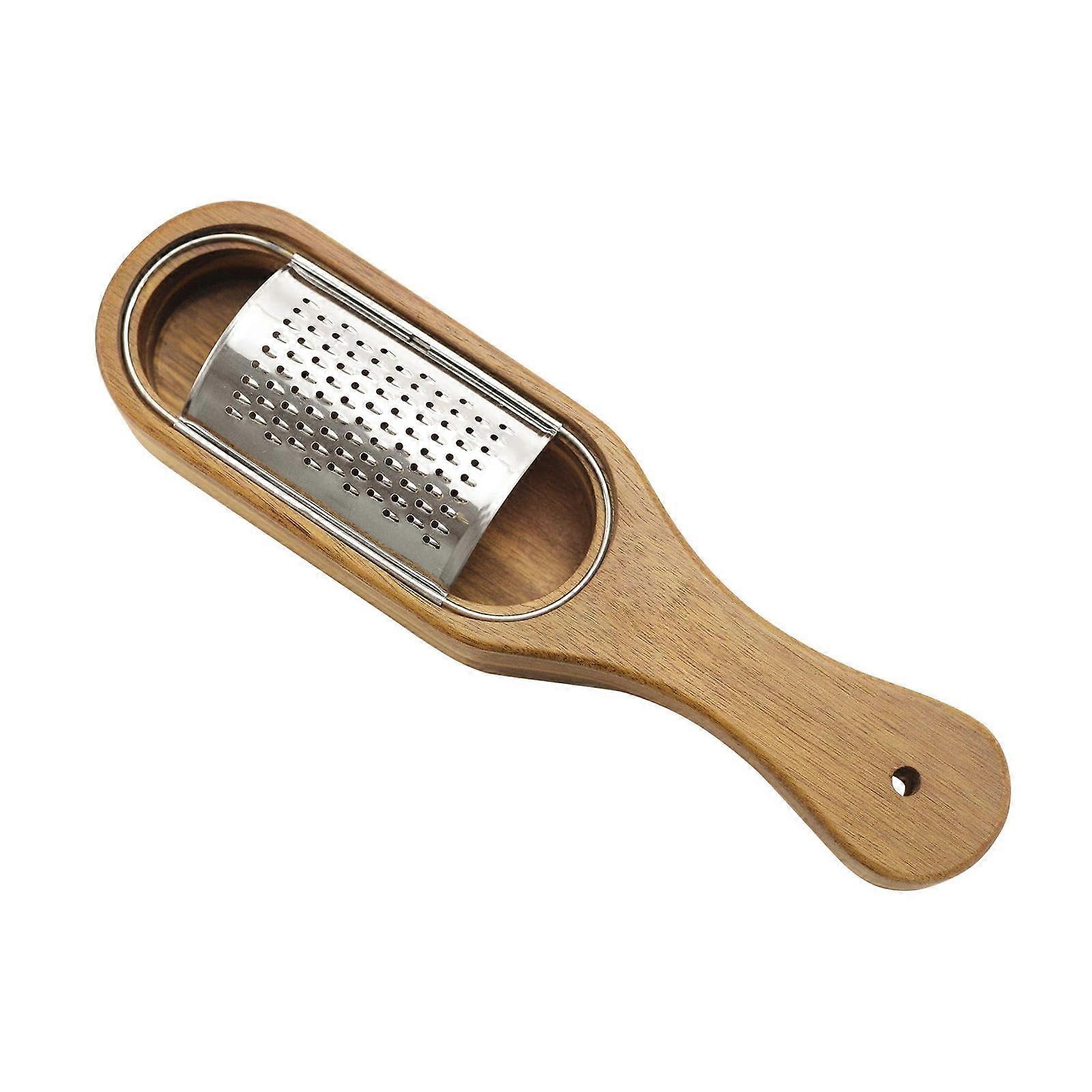 Cheese Grater Stainless Steel with Storage Container, Wood Handle, Multi Purpose Kitchen Tool
