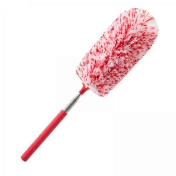 Feather Duster Set with Extendable Long Handle, Washable Microfiber Head, Red and White, 2 Pack