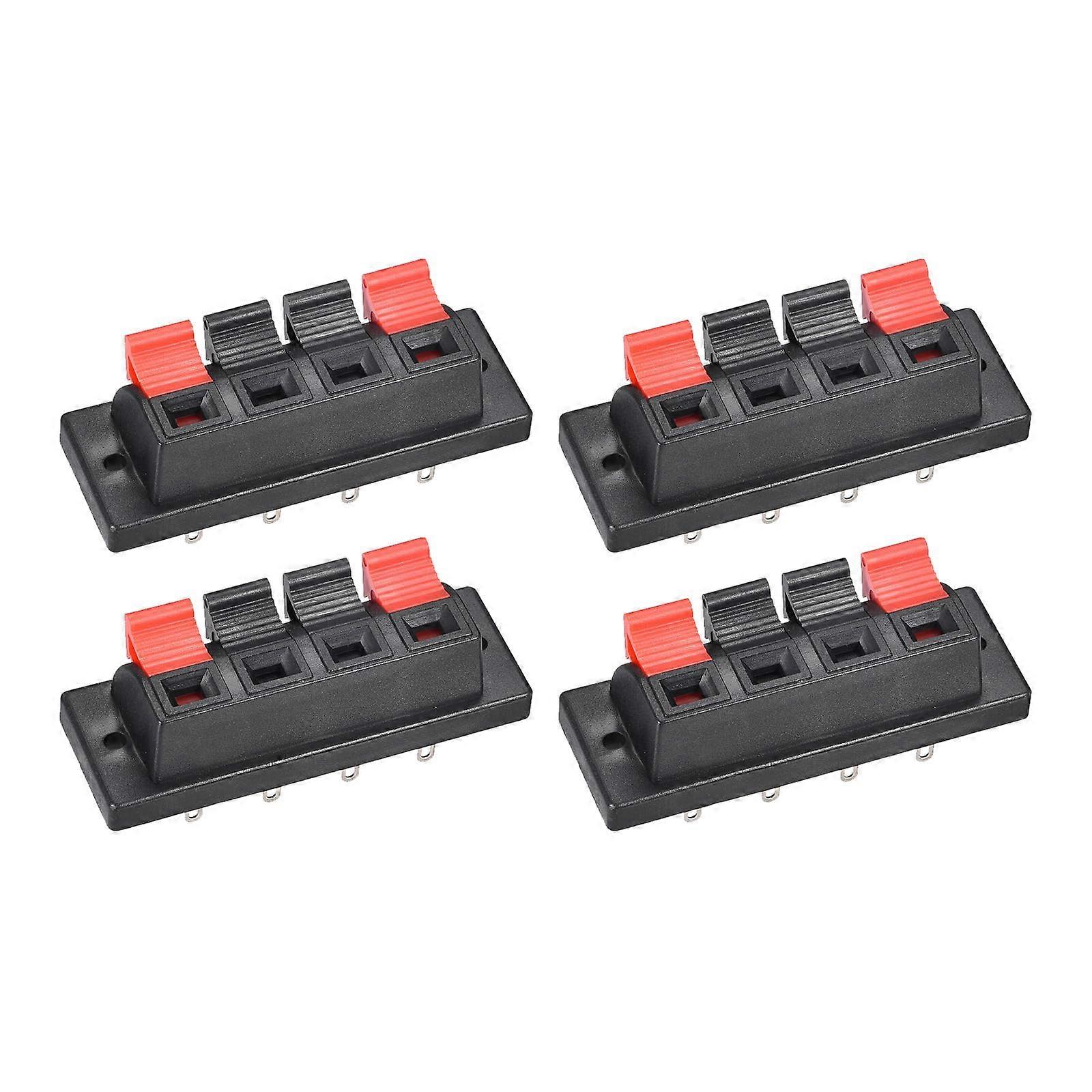 4 Pcs 4 Position Speaker Terminal Connector with Spring Push Release, Red Black, 60mm Durable Block