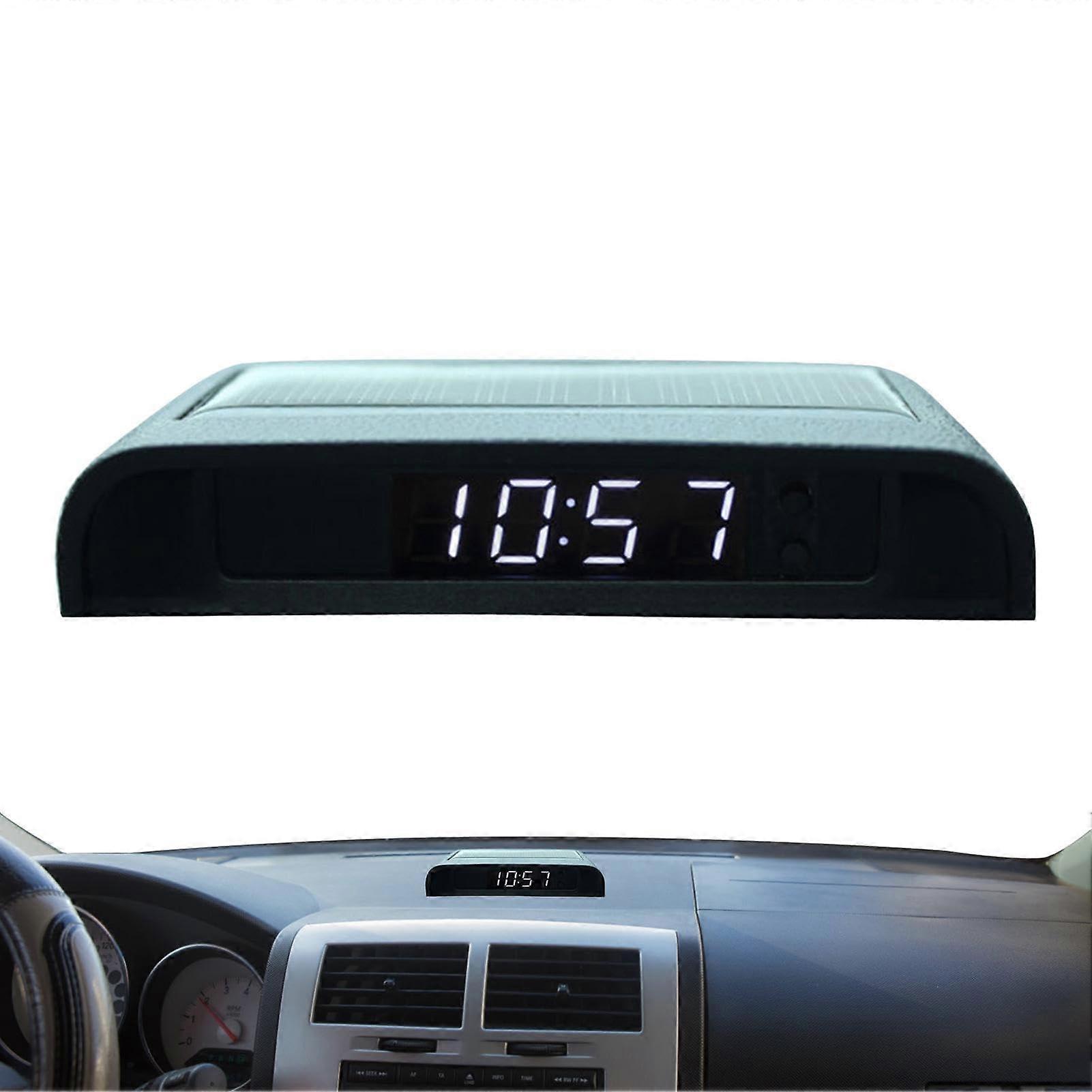 Solar Powered Car Digital Clock with Temperature and Date Display, LED Brightness, Auto Vibration
