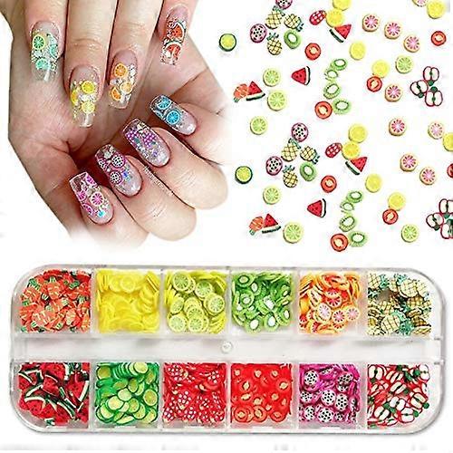 Nail Art Decorations 3D Fruit Accessories Mixed Sizes 12 Styles Color 8 Compact Box Packaging
