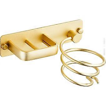 Soporte para secador de pelo, soporte para plancha de pelo con organizador de cable, soporte de pared de metal para guardar secador de pelo, plancha, cepillos para el cabello y más (oro)