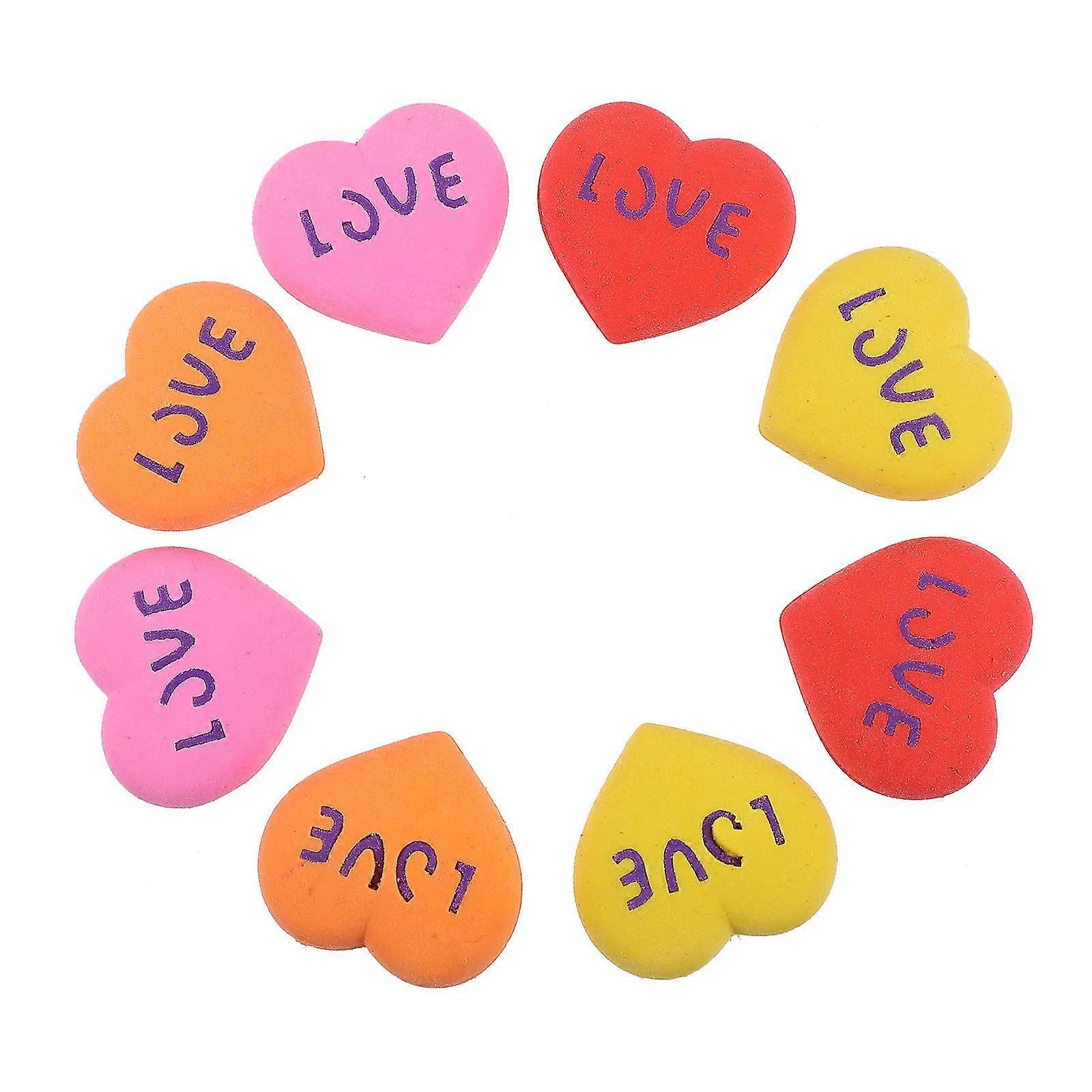 Cartoon Heart Shape Eraser Rubber Eraser for Students 20Pcs Set Assorted Colors