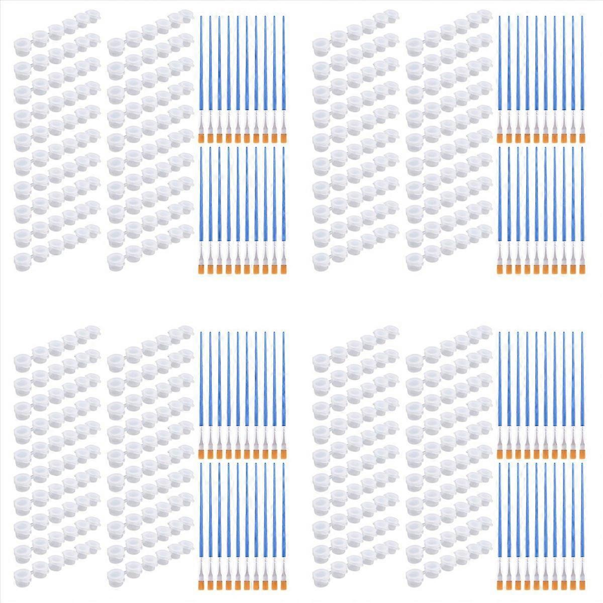 20Strips 120Pots Empty Paint Pots Clear Containers and 20Pcs Brushes
