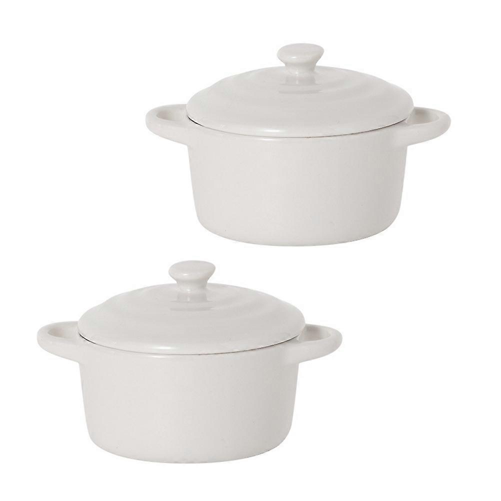 Microwave Ceramic Pudding Bowl for Stew 2Pcs Household Kitchen Bowls