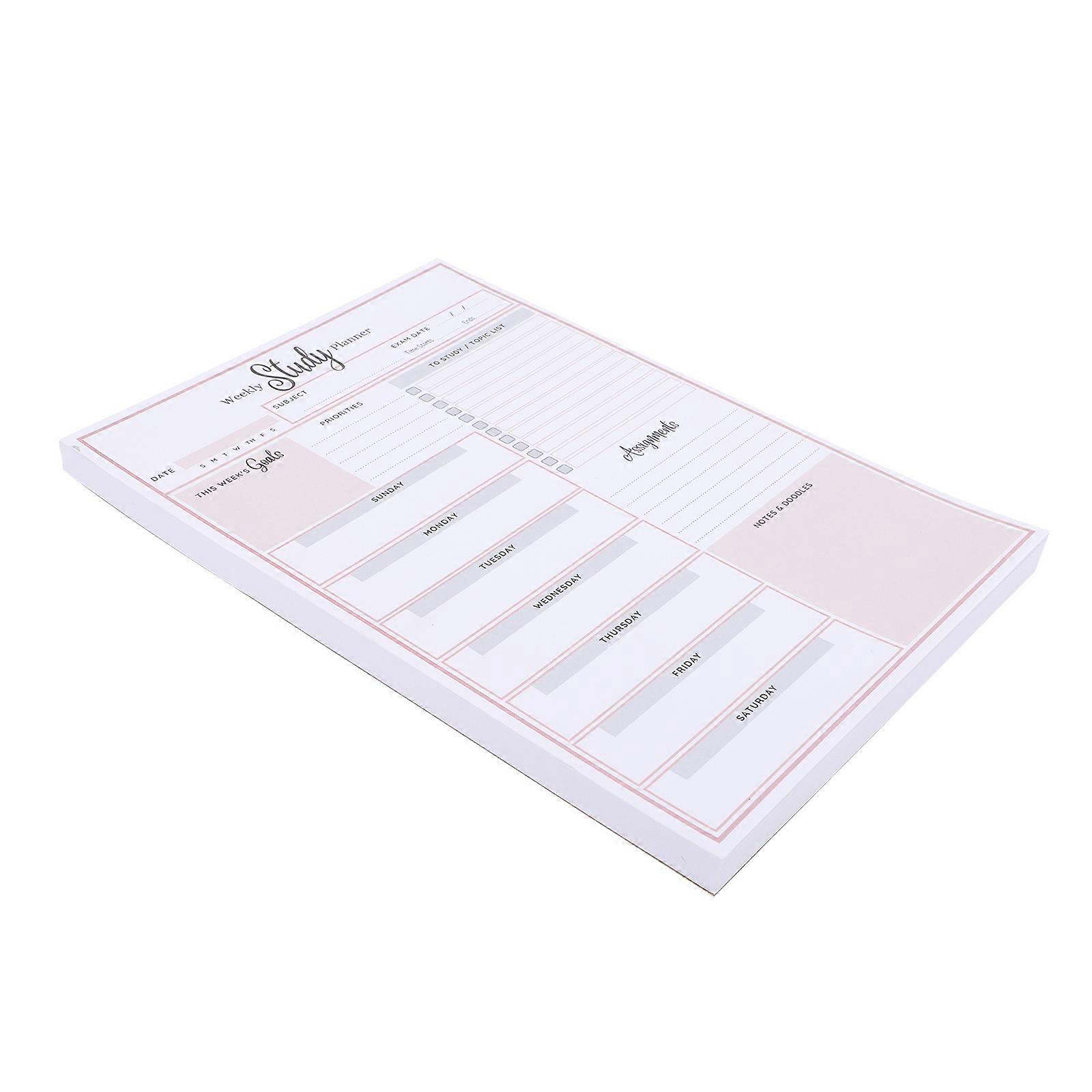 A5 Weekly Planner Tear-Off Notepad for Study with 4Pcs Pink Notepad Set