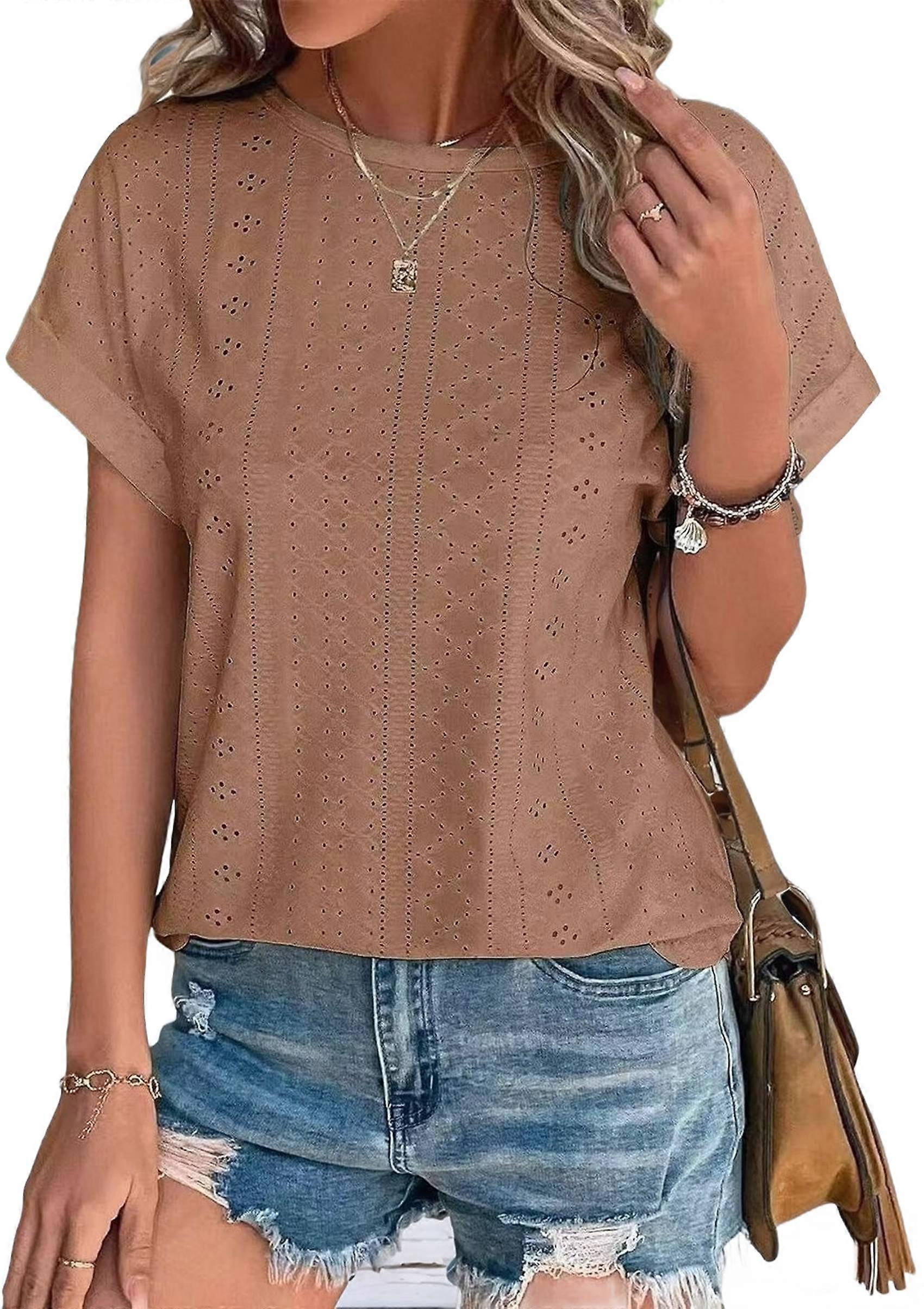 Womens Kortärmad Toppar Kaffe S