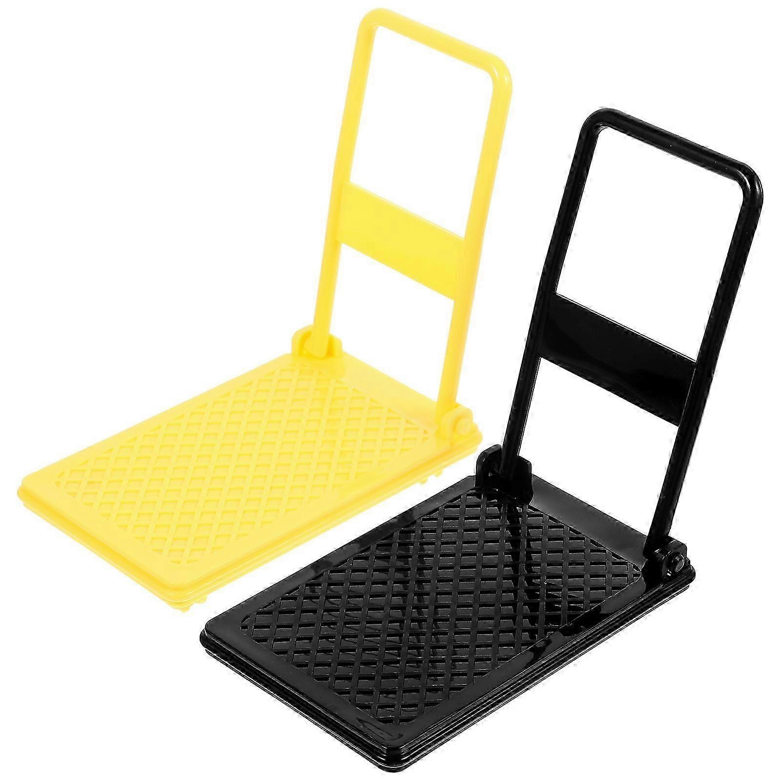 2pcs Charming Tiny Platform Truck Model for Mini Decorative Use