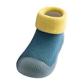 Peuterslippers maat 7 & 13 met antislipzool – Zachte gebreide slippersokken voor jongens en meisjes, warme babyverzorging, rubberen zool, effen kleuren