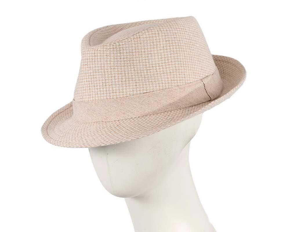 Beige Short Brim Fedora Hat M180BE