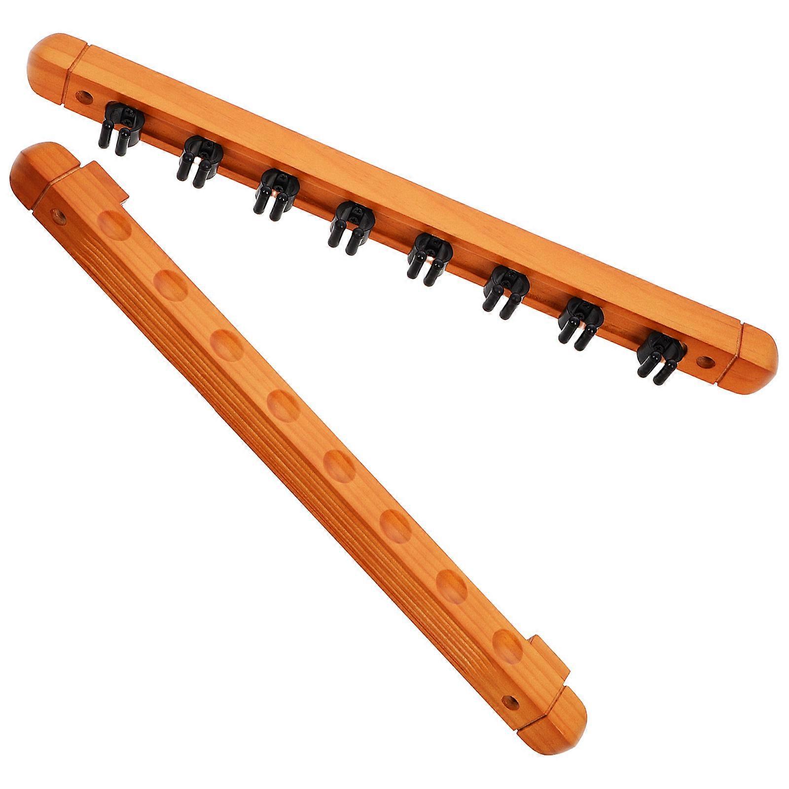 Solid Wood Pool Cue Rack Wall Mount Cue Holder 2Sets for Game Room Use