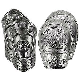 Children's Armour Costume Accessory for Play 1Set Silver Plastic Shoulder and Arm Plate