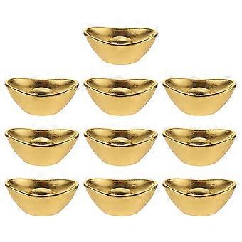10pcs Mini House Gold Ingot Miniatura Gold Ingot Chinese Wealth Ingots Props