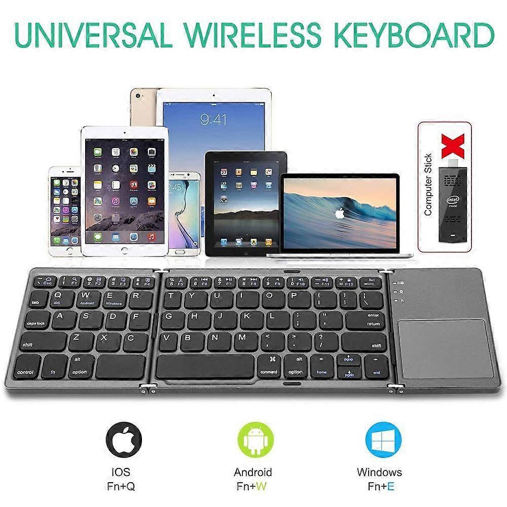 Portable Wireless Mini Three Folding Bluetooth Keyboard Foldable Touchpad Keypad for IOS Android Windows ipad Tablet