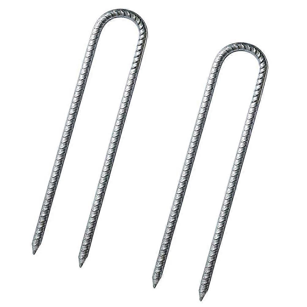 U Shaped Securing Stake Double Pointed Tip Easy Insertion Garden 2Pcs
