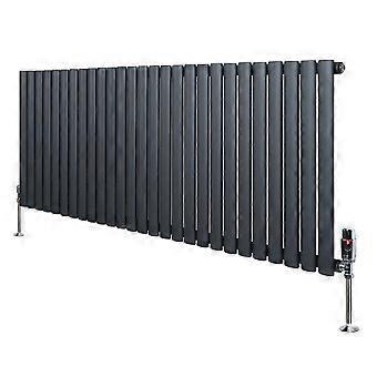 Oval Single Column Radiator 600mm x 1620mm & TRV Chrome Valves Modern Designer Single Panel Central