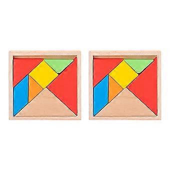 Colorful Tangram Jigsaw Toy for Kids 2Sets Wooden Learning Puzzle