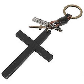 Vintage Cross Keychain for Decoration Use with Black Alloy