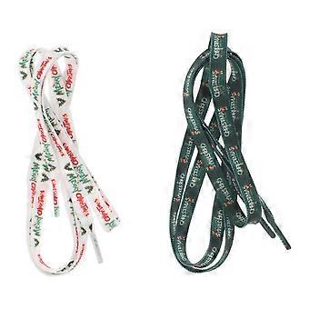 Flat Christmas Shoelaces for Sneakers 2Pairs Holiday Party Themed Shoelaces