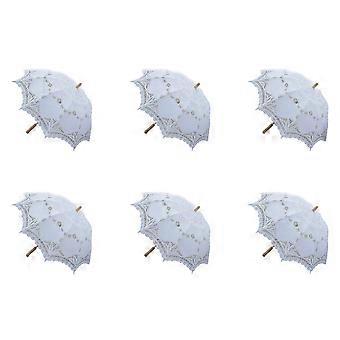 5PCS 80cm Victorian Lace Embroidery Wedding Umbrella Bridal Parasol, White