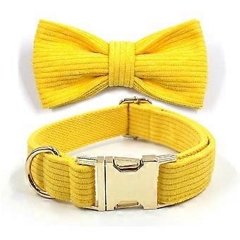 Harnais personnalisé en velours côtelé jaune pour petits chiens boucles d’or de luxe noeud réglable collier de chien avec laisse sac à caca ensemble Shitzu