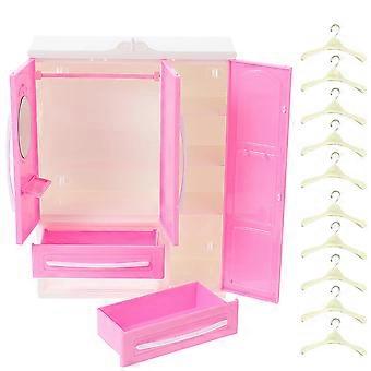 Mini guarda-roupa para bonecas com cabides de plástico (1 conjunto)