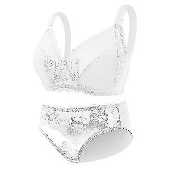 Dames 2-delige Kanten Lingerie Set Beugelbeha en Panty, Valentijnsdag, Wit