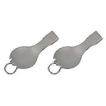 Opvouwbare sporken, 2 stuks, compact titanium roestvrij staal, zilverkleurig, geschikt als outdoor eetgerei voor kamperen, wandelen, reizen en thuisgebruik.