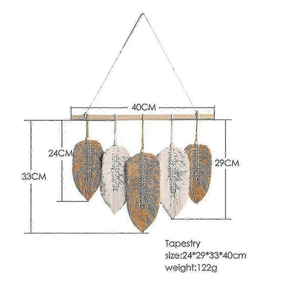 Macrame Leaf Væghængende Gobelinfjer Vævede Blade Dekoration