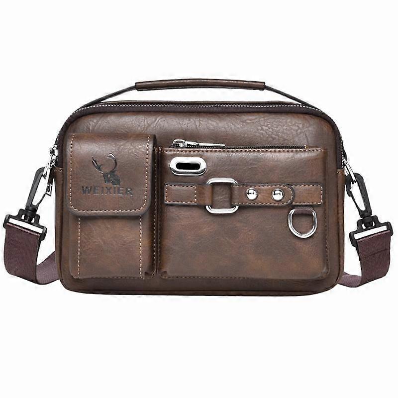 Multi-Functional Men Crossbody Bag, Spec: Plain Weave Dark Brown