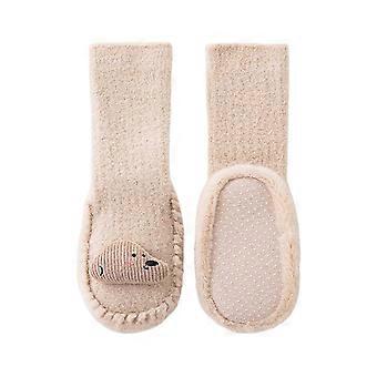 Thickened Floor Shoes with Soft & Comfortable Lining for Toddlers Lovely Bear Pattern Designs Kid Footwear Lightweight Khaki Bear 11cm