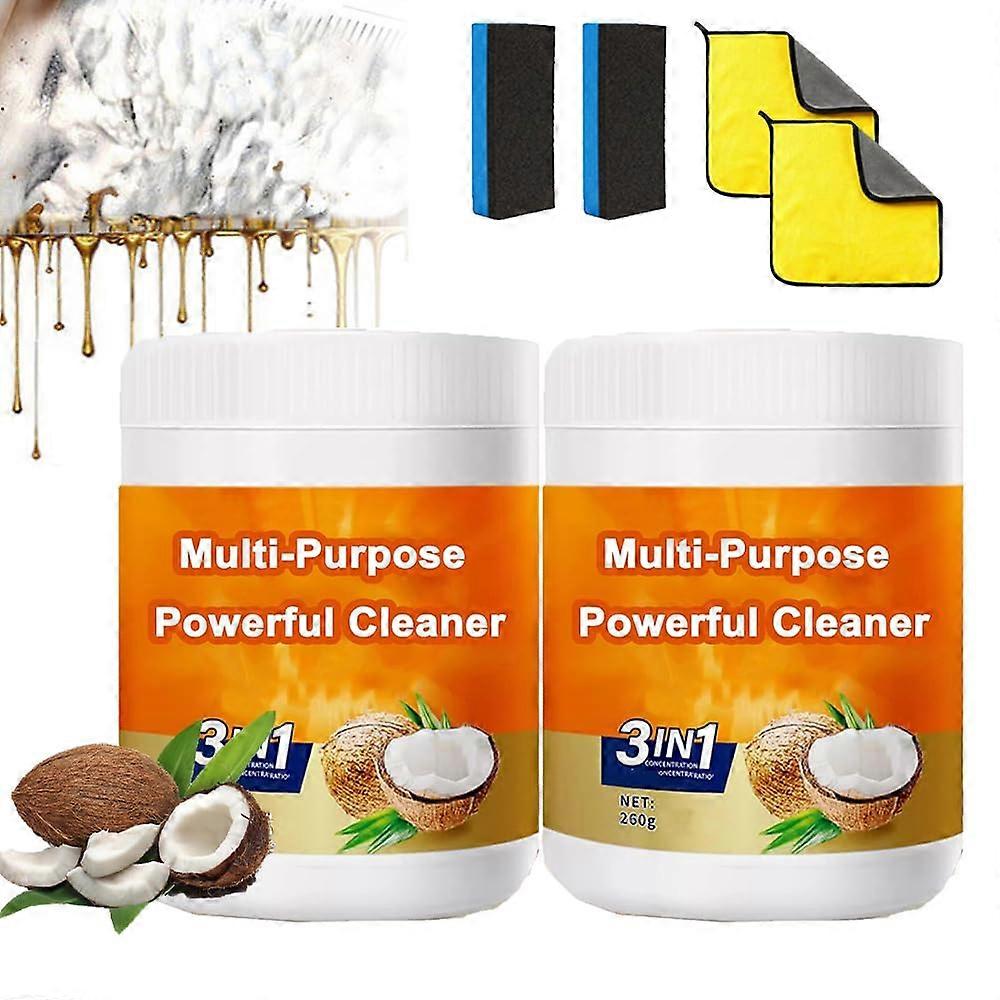 Kitchen Degreaser 3in1 Clean Polish Degrease Coconut Oil Cleaning Paste for Oven Grill Stainless Steel 2PCS