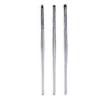 3pcs Small Eyeshadow Brushes with Silver Handle for Detailed Blending Smokey Eyeliner Makeup Professional Cosmetic Brush Set