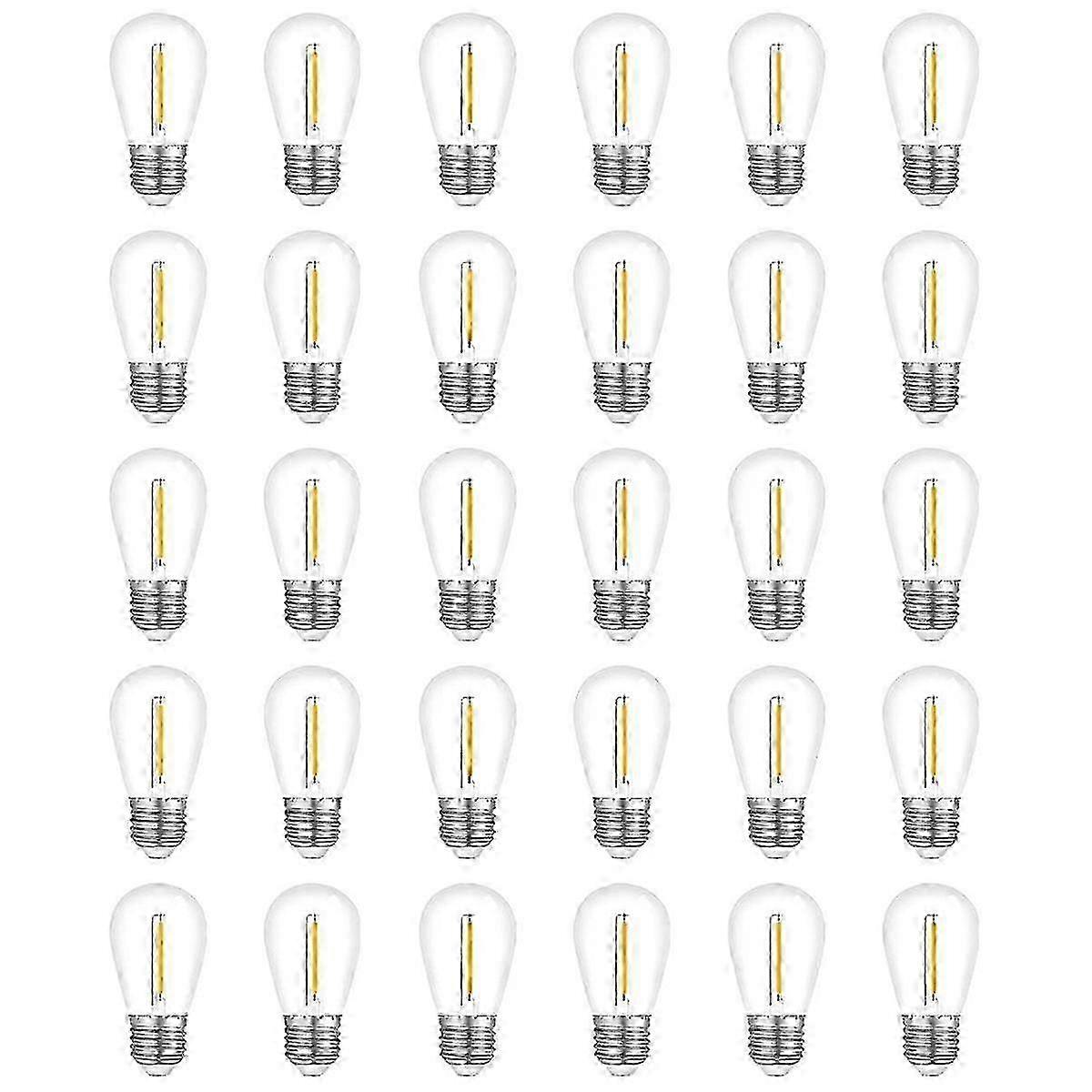30-Pack Outdoor String Light Bulbs, Waterproof S14 Replacement Bulb, E26 Base Warm White Edition