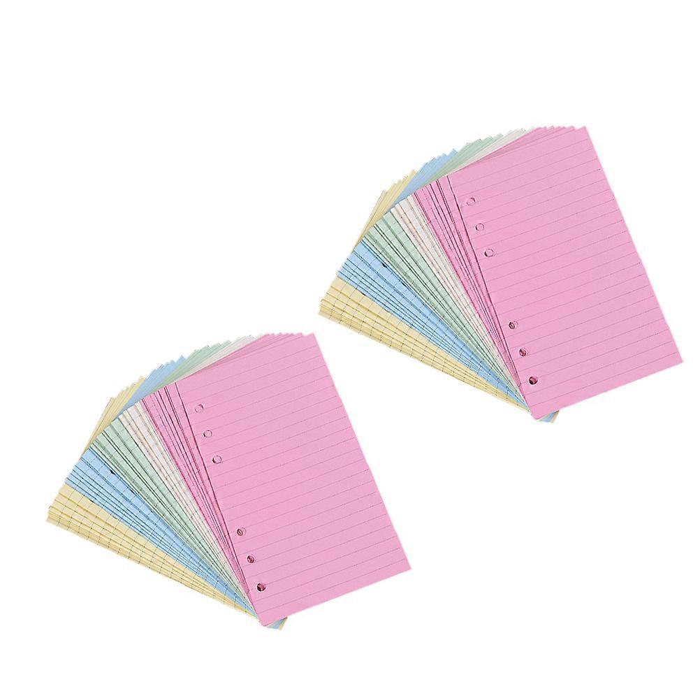 Six-Hole Loose Leaf Paper Notepad Replacement Paper for Writing Use 2Pcs Assorted