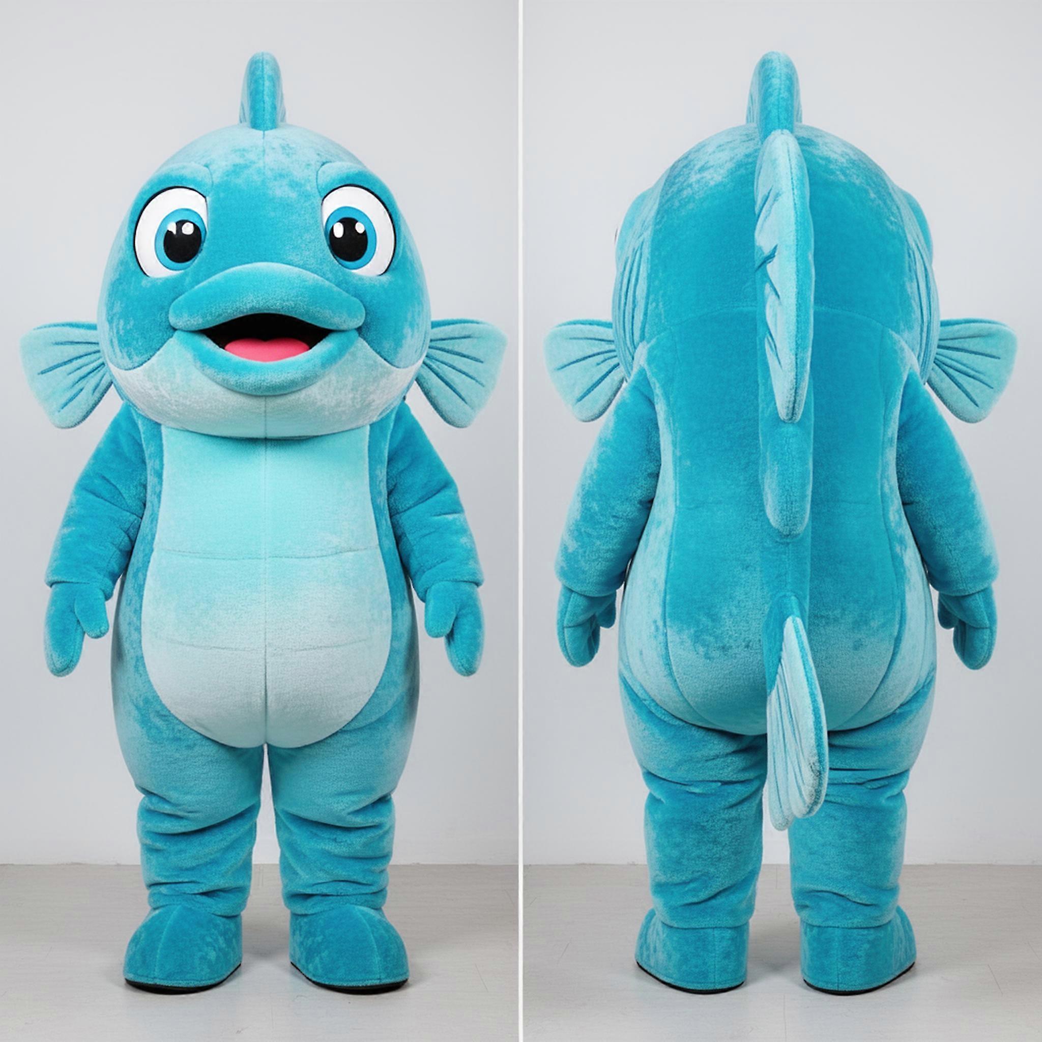 MASTICOT Cyan Smiling Fish Tacos Mascot