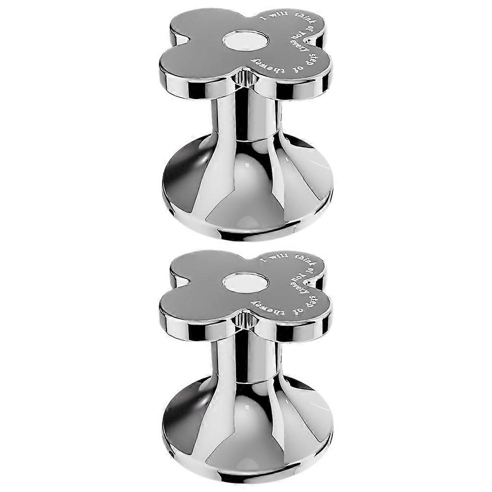 Toilet Tank Button Flower Shaped Flush Button Function 2Pcs Silver