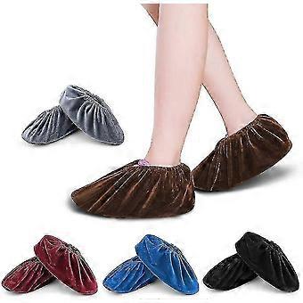 5 Pairs Non-slip Washable Overshoes Reusable with Flannel for Home Household Office