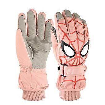 SZTXJ 1 par unisex skidhandskar förtjockade slitstarka spindel design cykelhandskar skidtillbehör (rosa)