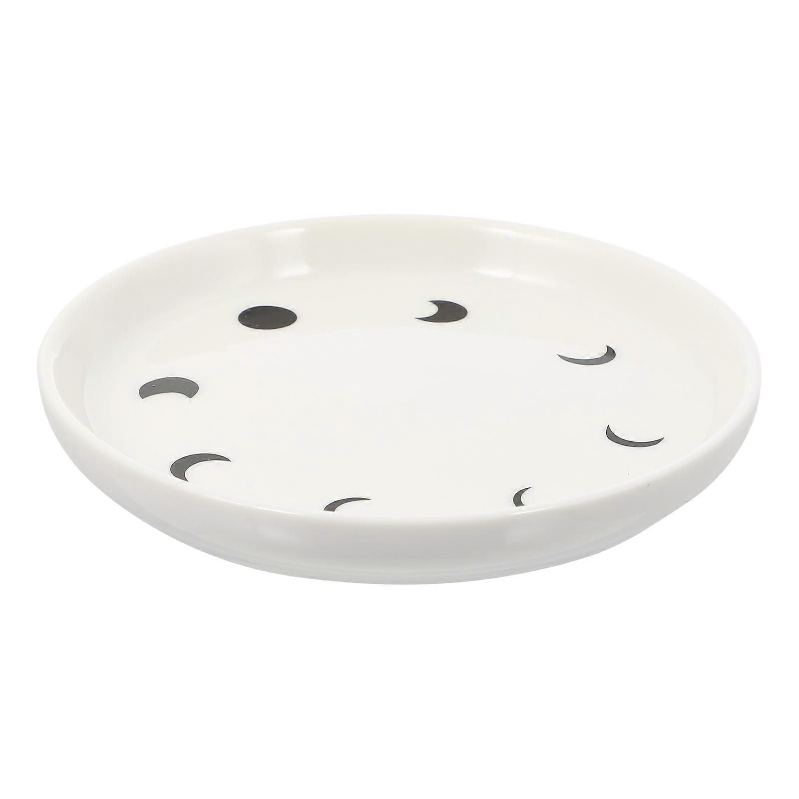 Moon Pattern Fruit Plate for Storage 2Pcs White Ceramic Tray