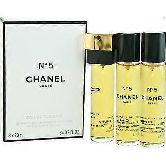 Chanel No. 5 Gavesett 2x EDT Spray Refill 20Ml/1x EDT Spray 20Ml - Twist and Spray - Purse Spray