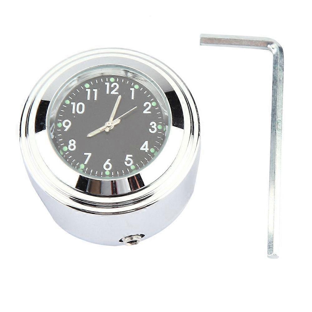 7/8" 1" Motorcycle Handlebar Mount Watch Precise Time Keeping Dial Clock (Black)