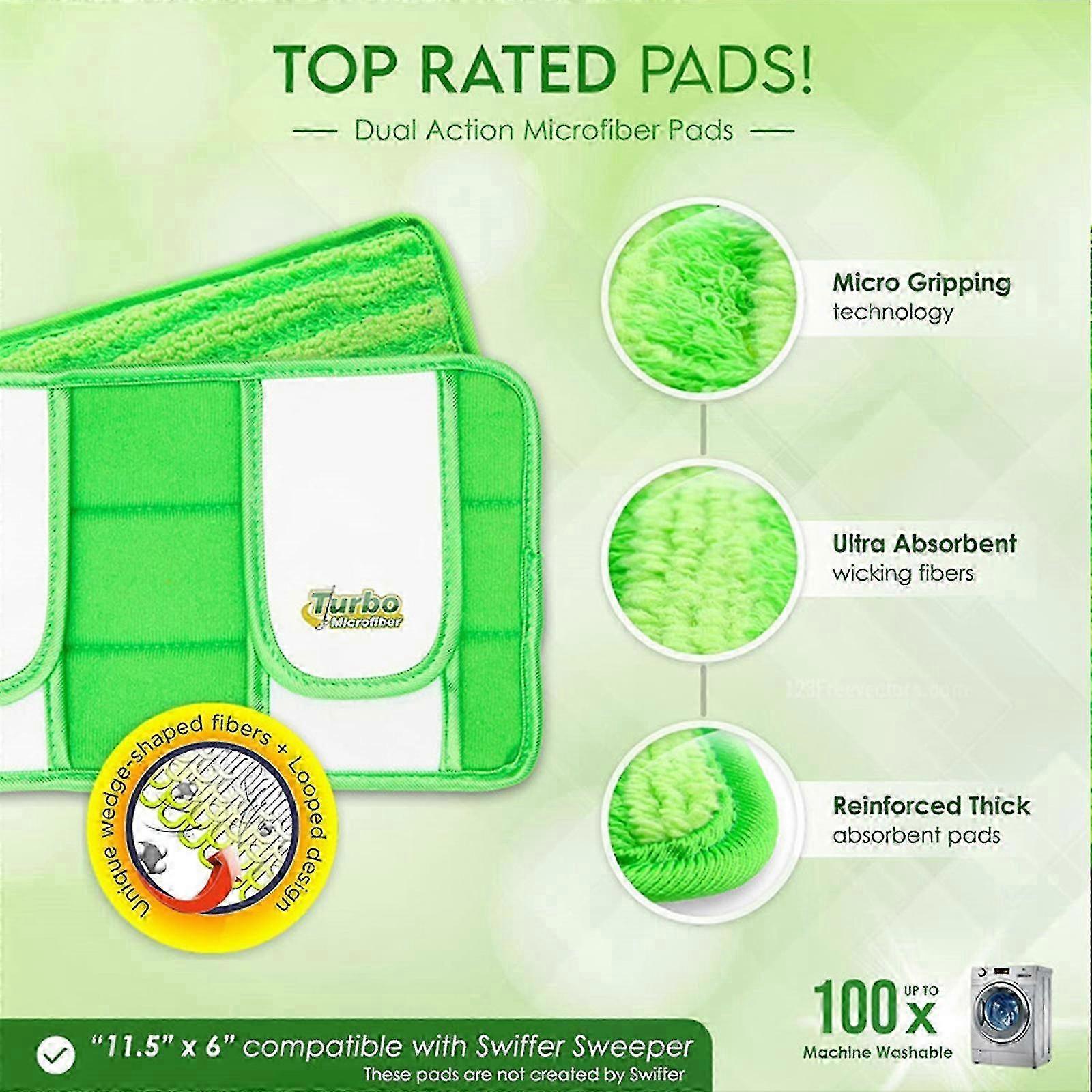 Reusable Pads Compatible with Swiffer Sweeper Mops - Washable Microfiber Mop Pad