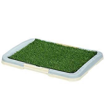 Dog toilet, puppy toilet, dog toilet, 2 layers, artificial turf, reusable, 63 x 48.5 x 6 cm, green + white
