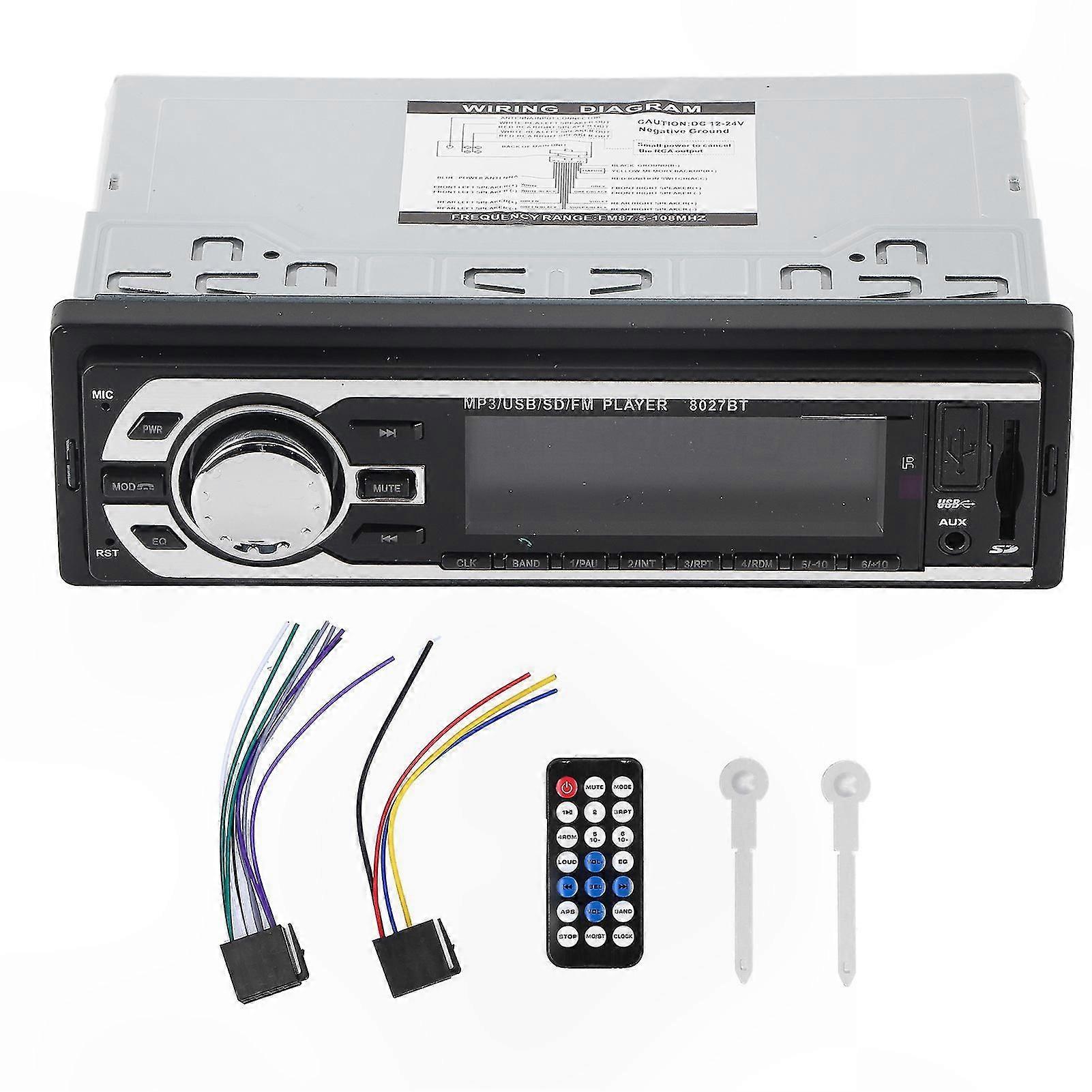 Universal Car Stereo Receiver with Remote Control and Multimedia Playback Functionality
